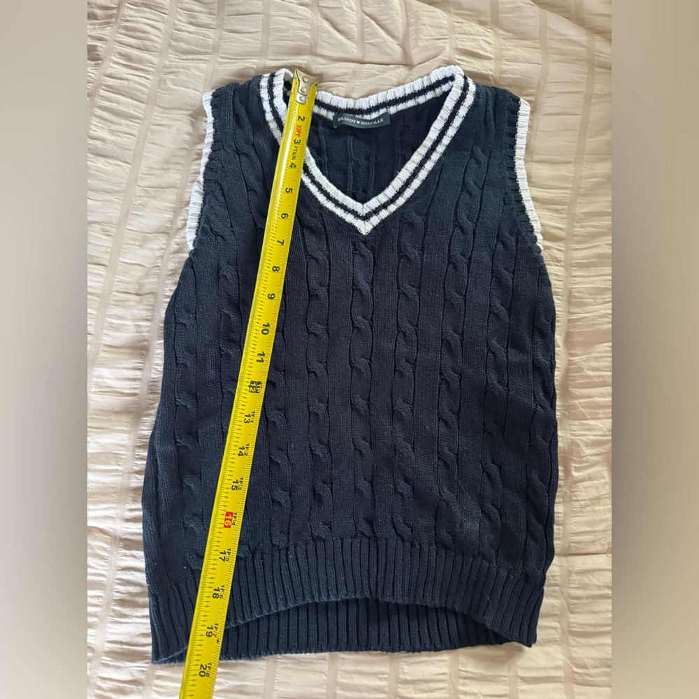 Brandy Melville Women's Navy Cable Knit Sweater Vest